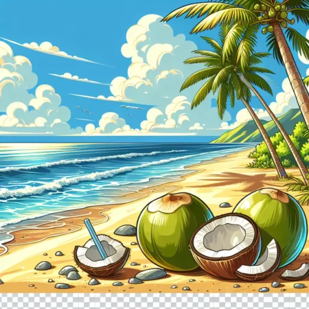 Menikmati Segarnya Es Kelapa Muda di Pantai